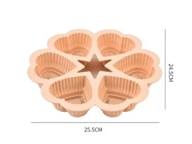 Molde silicona 6 muffins corazon redondo